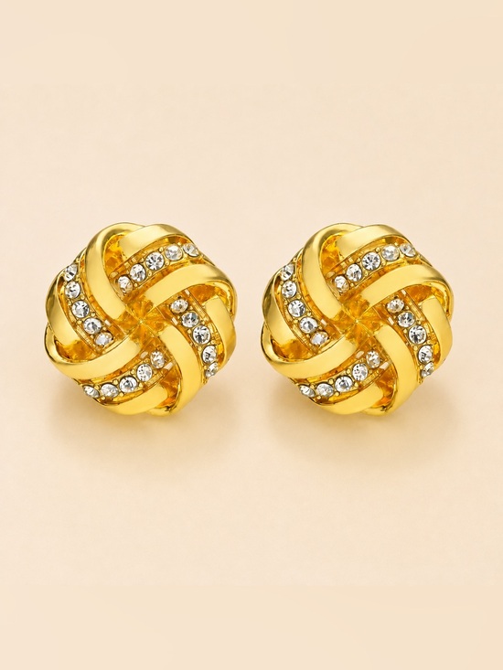Anthropologie Jewelry - Vintage Gold Crystal Knot Statement Earrings